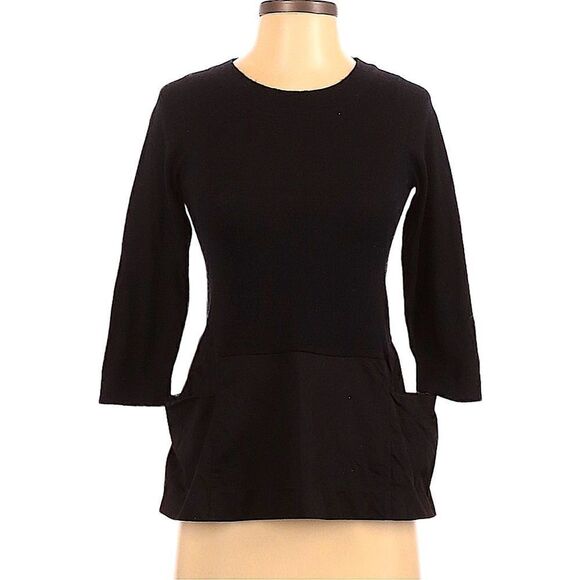 Moth Anthropologie Breezy Point Black Peplum Sweater Size Medium EUC - Picture 1 of 7